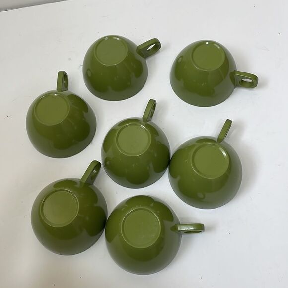 VINTAGE‎ MELMAC CUPS IN OLIVE GREEN - Picture 5 of 5
